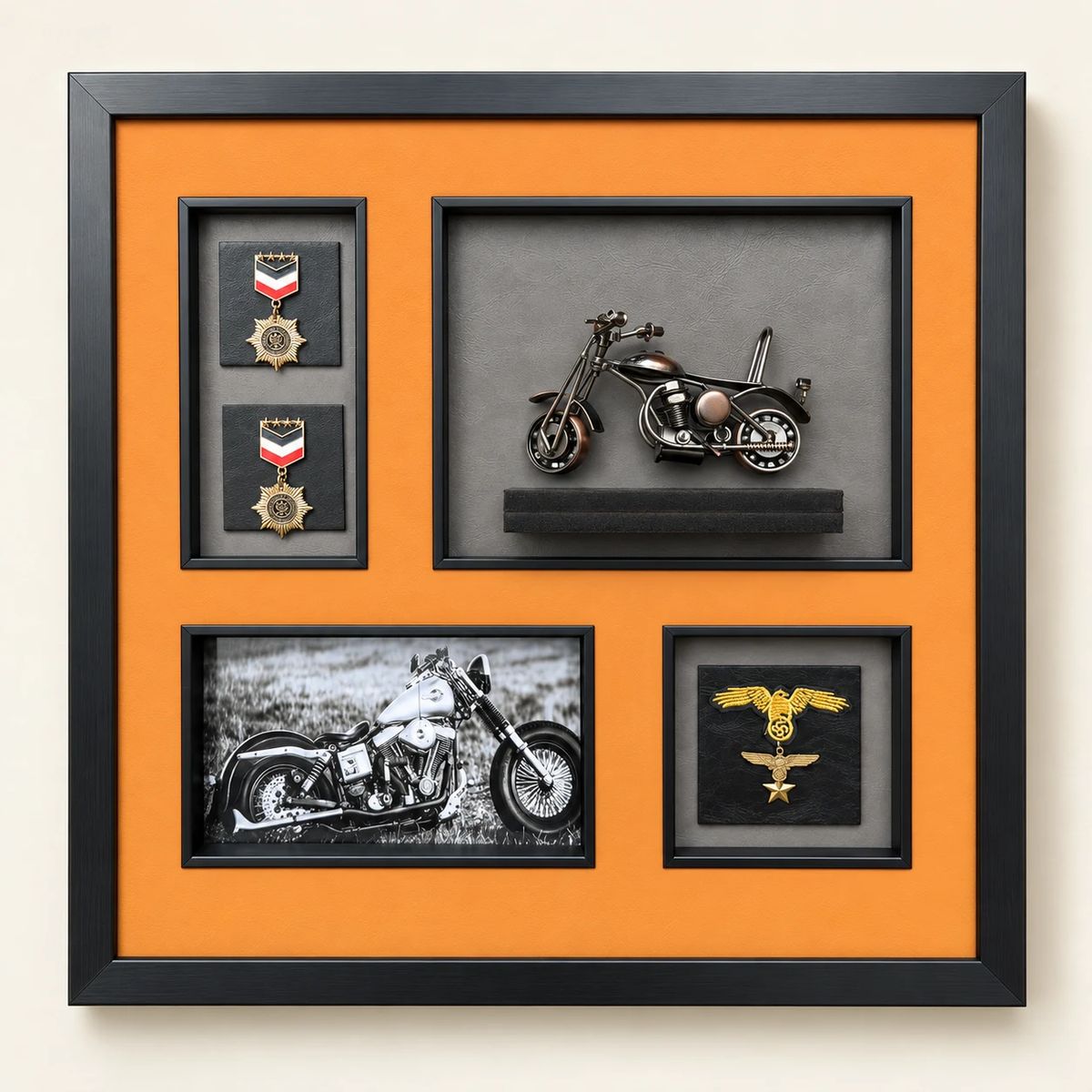 Compact Framed Motorcycle Wall Art with 3D Motorbike | 54cm
