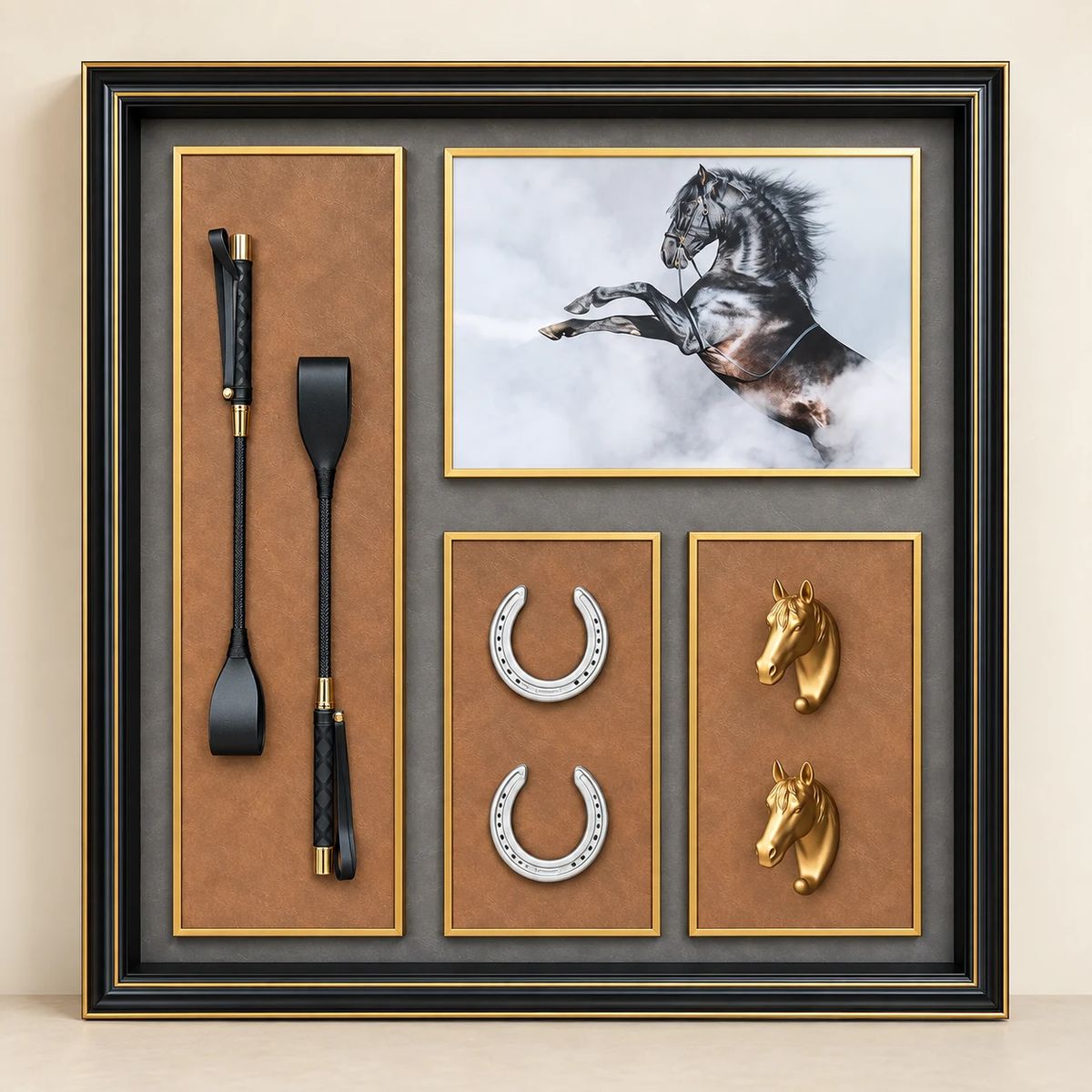 Framed Equestrian Horse Wall Art | 80cm 3D Object Artwork