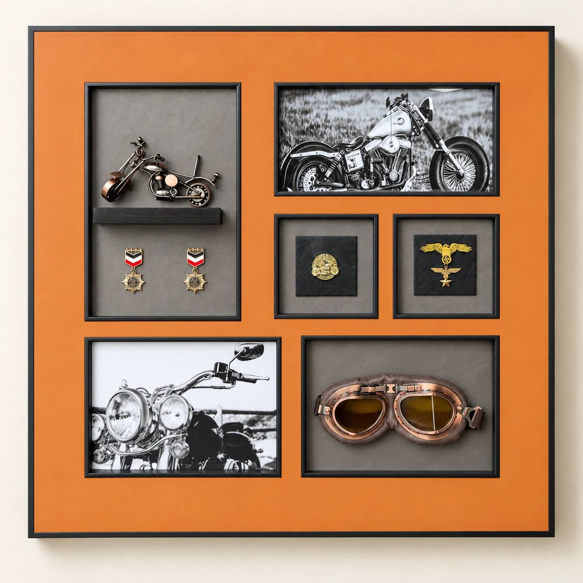 Large Framed Motorcycle Wall Art with 3D Motorbike | 80cm