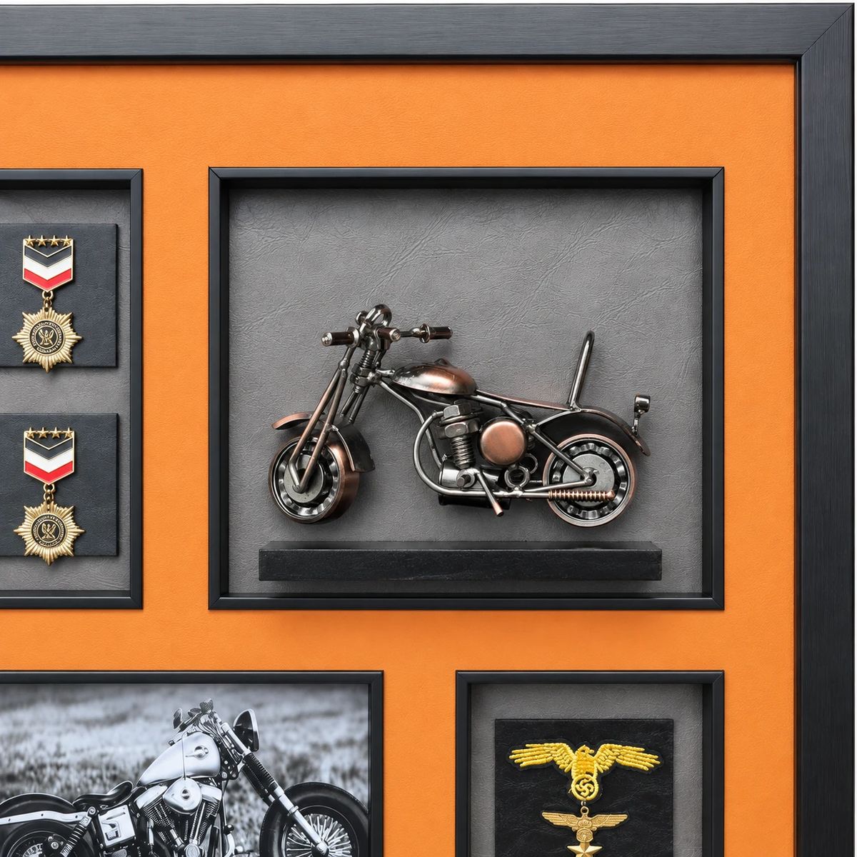 Compact Framed Motorcycle Wall Art with 3D Motorbike | 54cm