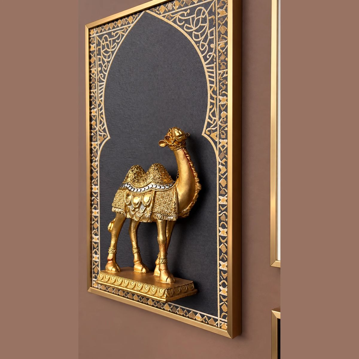 Arabian Wall Art with Raised Camel Objects, close view showing raised physical objects