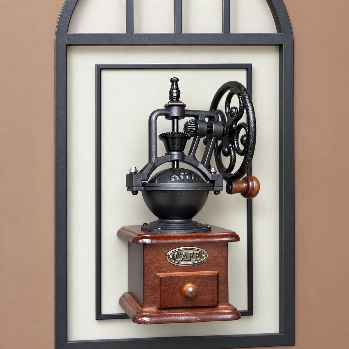 Framed Coffee Wall Art with Real Grinder | 80cm 3D Artwork