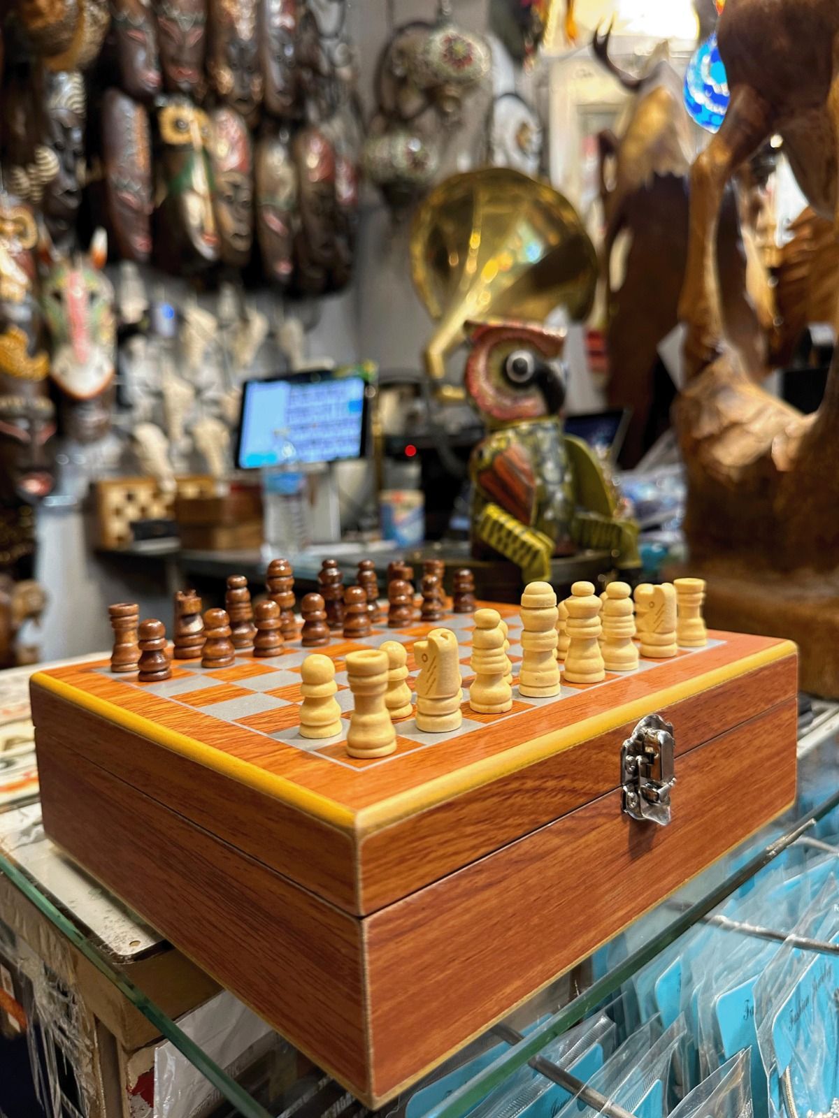 Hölzernes Schachspielbrett.