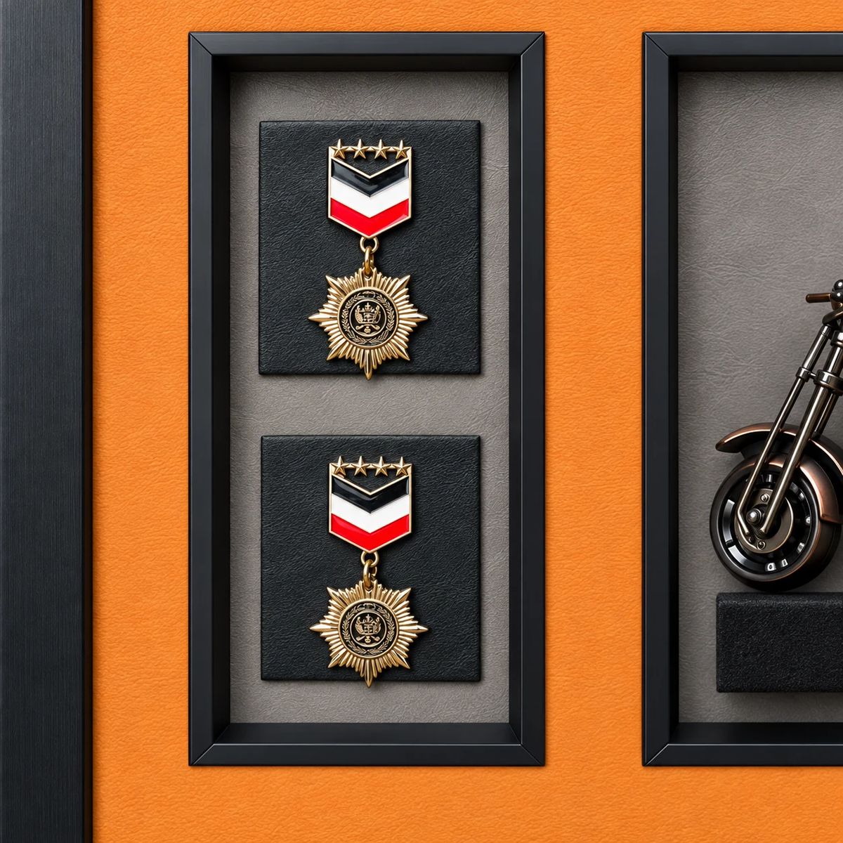 Compact Framed Motorcycle Wall Art with 3D Motorbike | 54cm