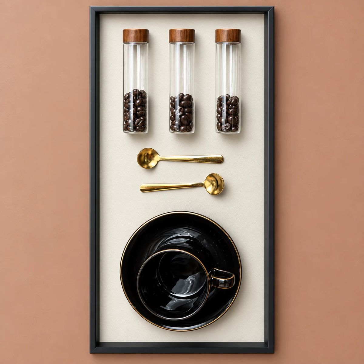 Framed Coffee Wall Art with Real Grinder | 80cm 3D Artwork