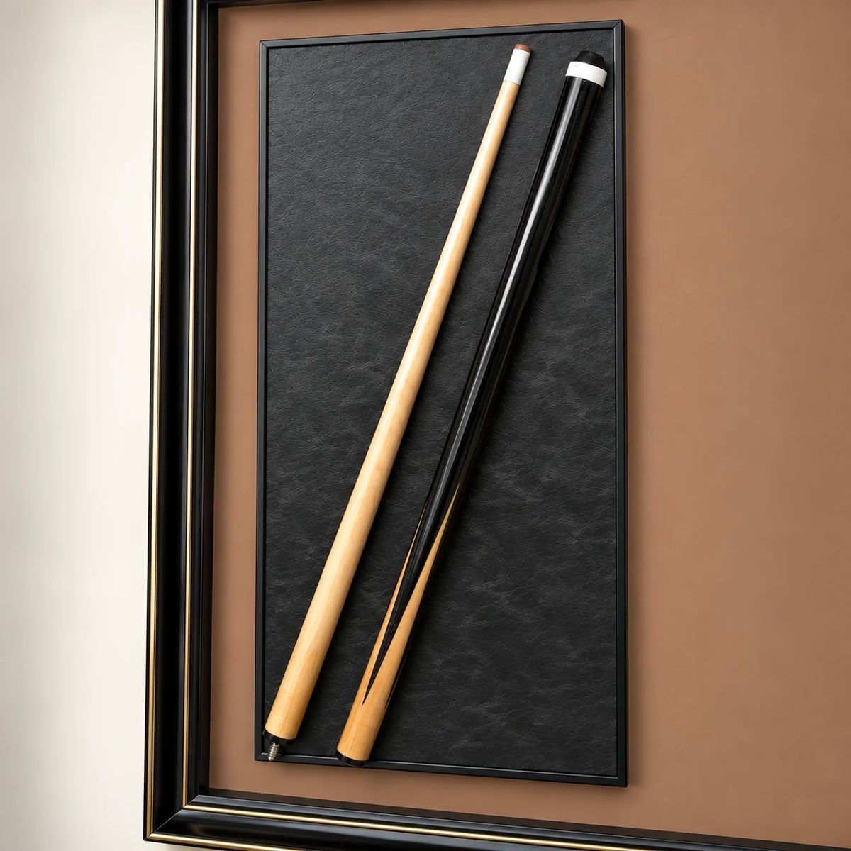 Games Room Wall Art with Real Pool Balls, angled close view showing frame depth