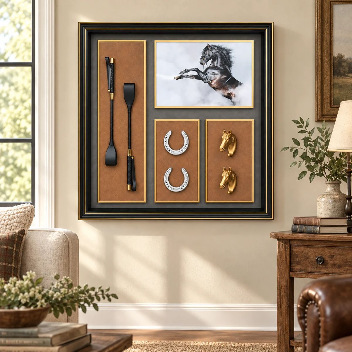 Framed Equestrian Horse Wall Art | 80cm 3D Object Artwork