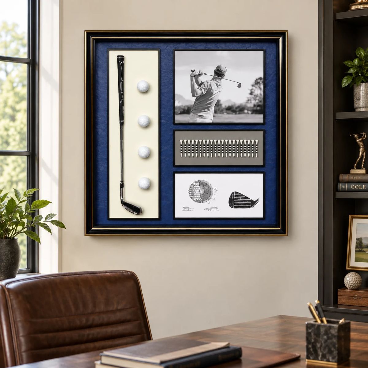 Framed Golf Wall Art with Real Balls and Club | 80cm
