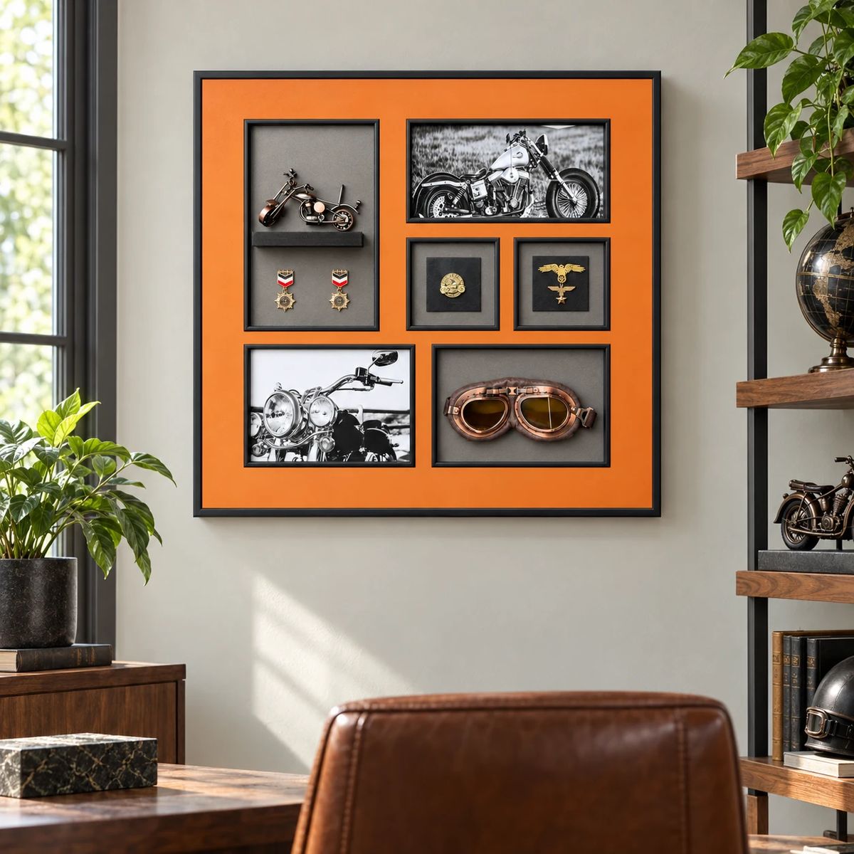Large Framed Motorcycle Wall Art with 3D Motorbike | 80cm