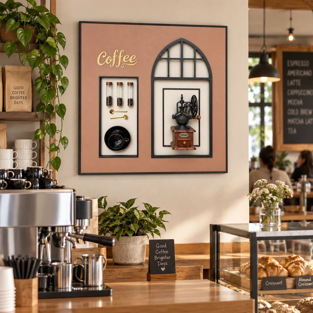 Framed Coffee Wall Art with Real Grinder | 80cm 3D Artwork