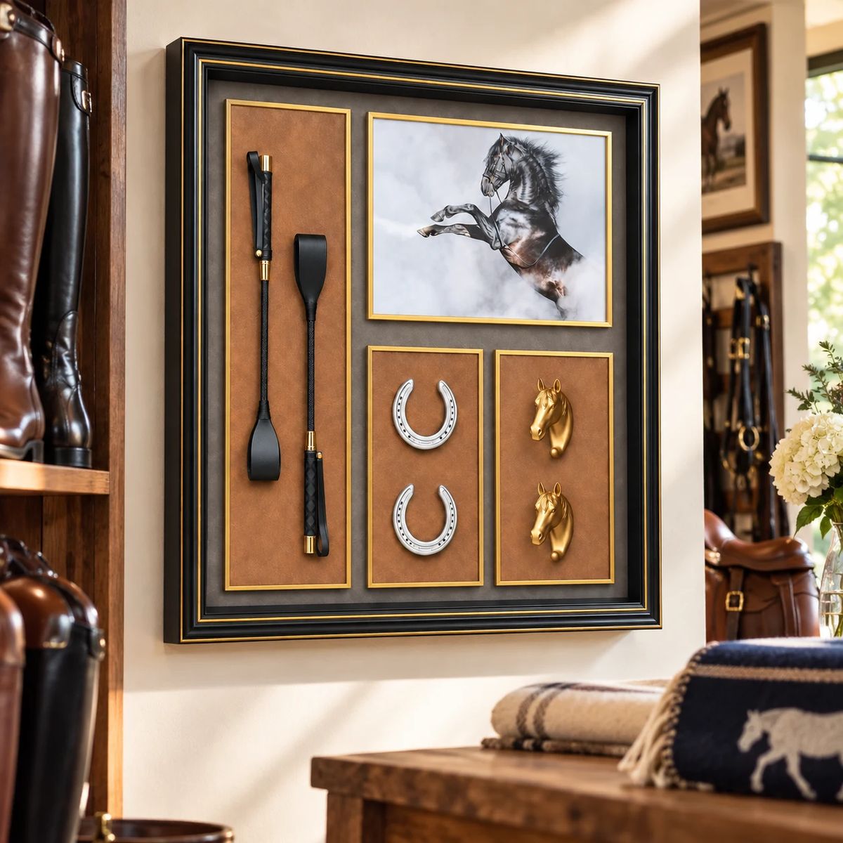 Framed Equestrian Horse Wall Art | 80cm 3D Object Artwork