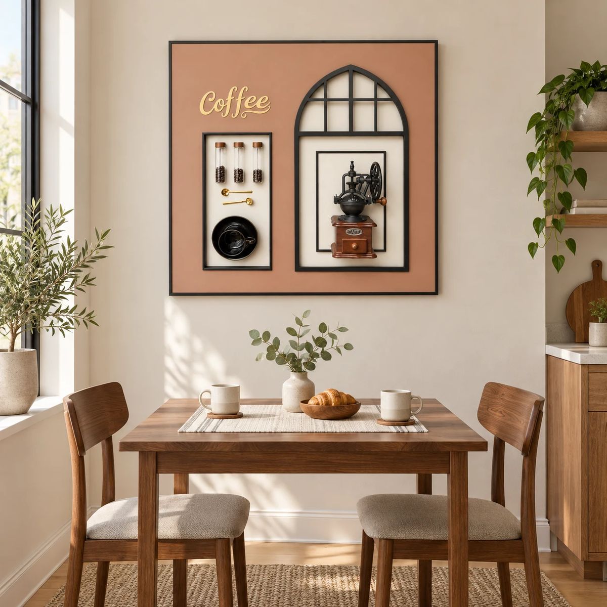 Framed Coffee Wall Art with Real Grinder | 80cm 3D Artwork