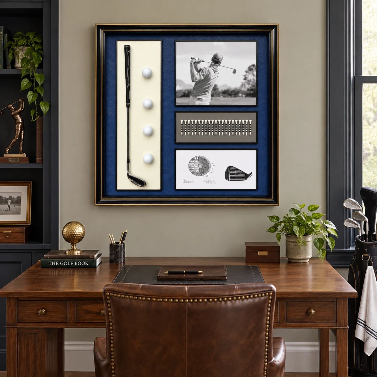 Framed Golf Wall Art with Real Balls and Club | 80cm