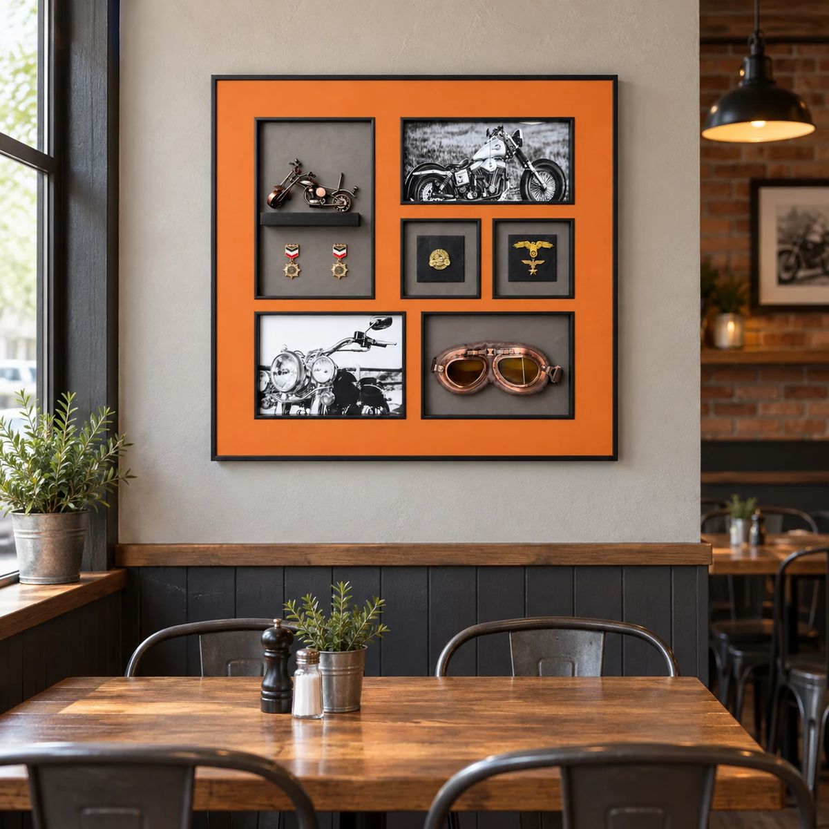 Large Framed Motorcycle Wall Art with 3D Motorbike | 80cm