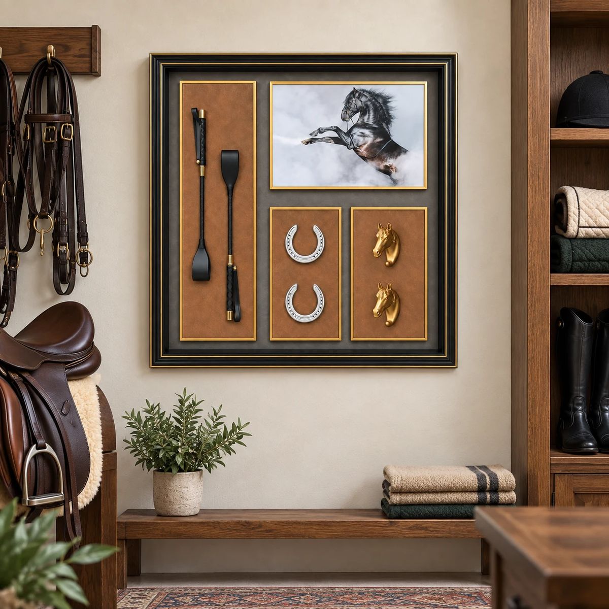 Framed Equestrian Horse Wall Art | 80cm 3D Object Artwork