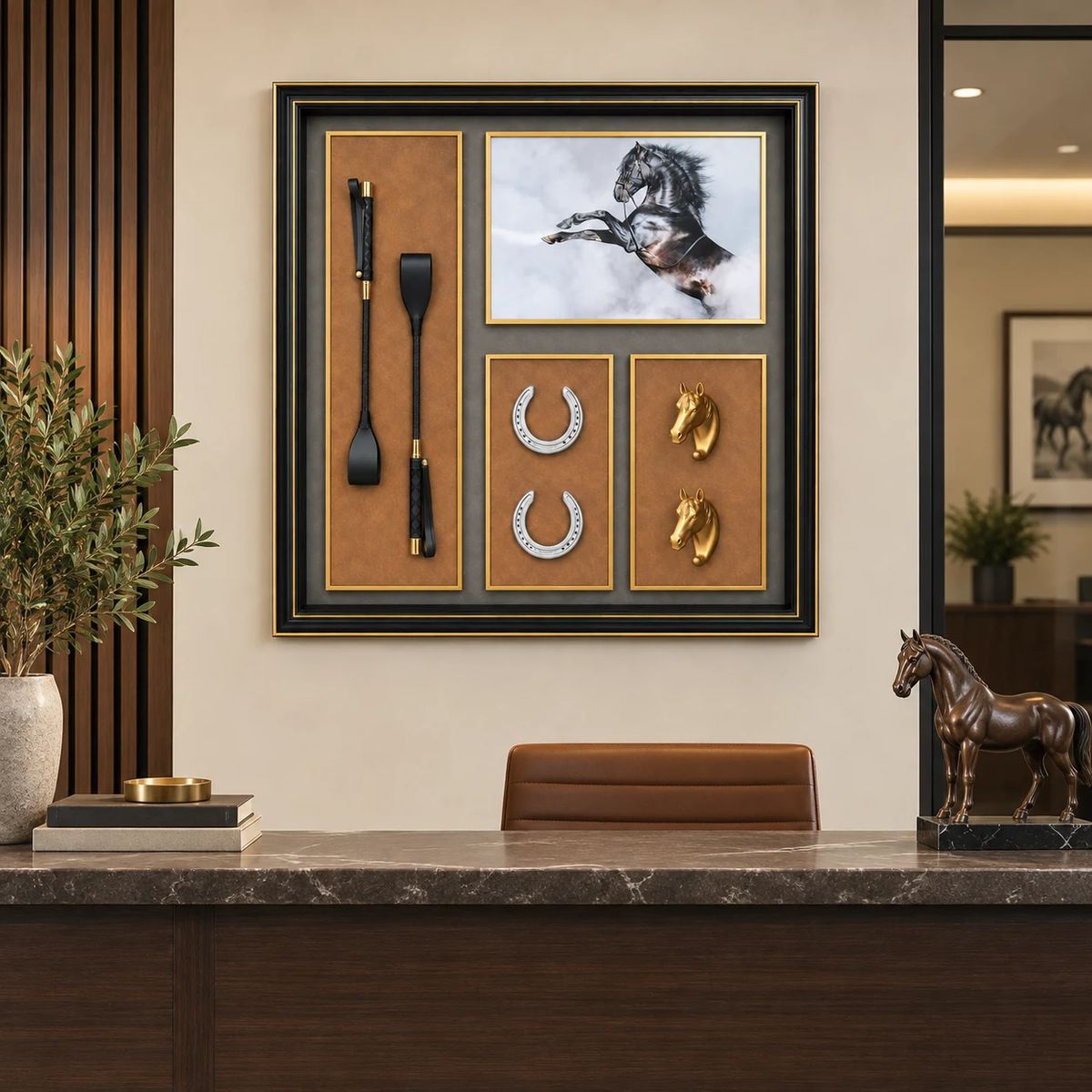 Framed Equestrian Horse Wall Art | 80cm 3D Object Artwork