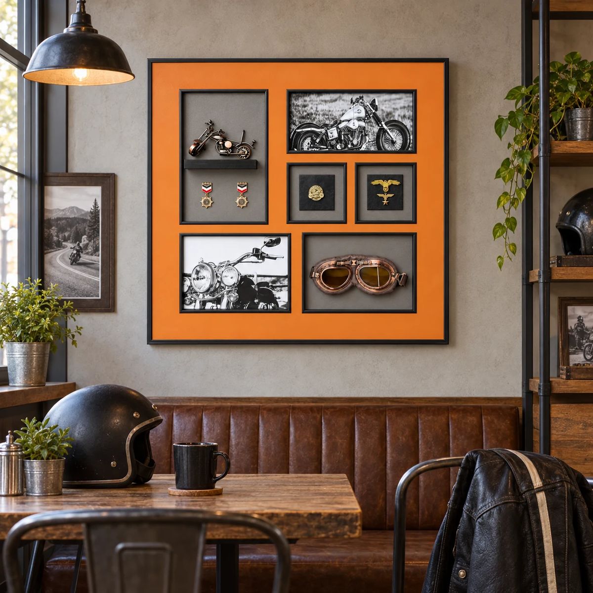 Large Framed Motorcycle Wall Art with 3D Motorbike | 80cm