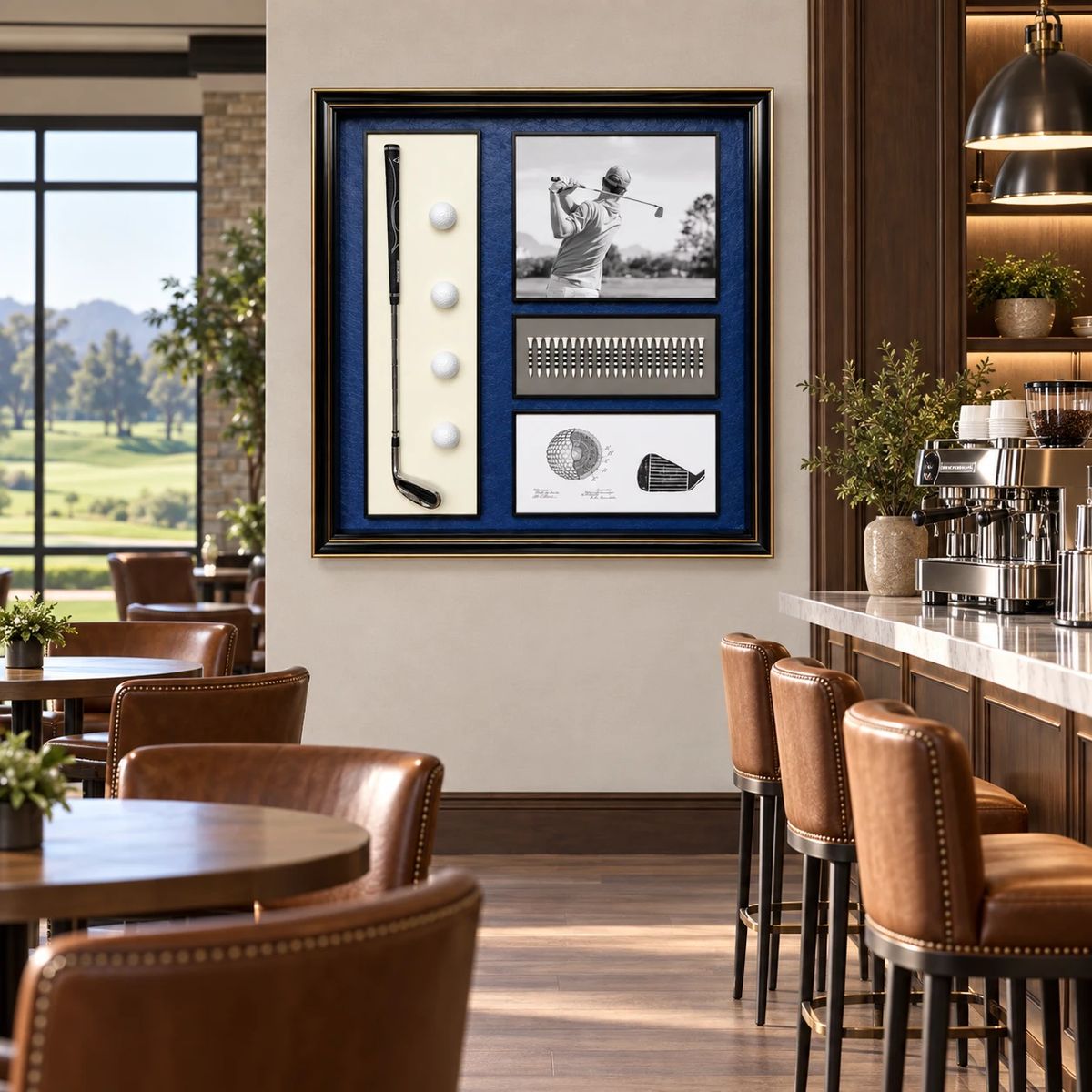 Framed Golf Wall Art with Real Balls and Club | 80cm