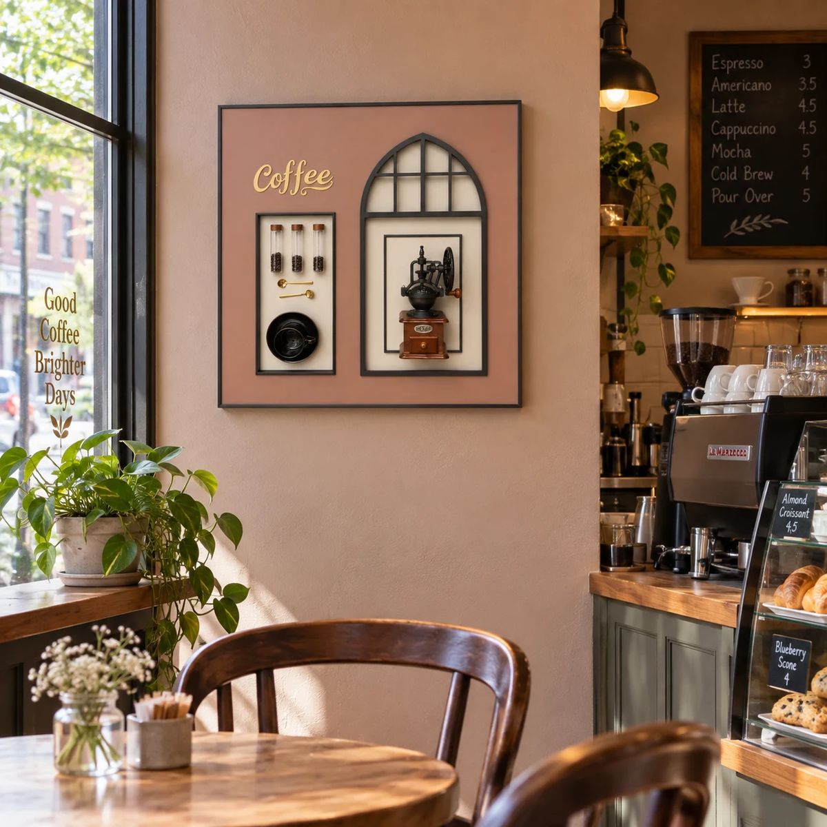 Framed Coffee Wall Art with Real Grinder | 80cm 3D Artwork