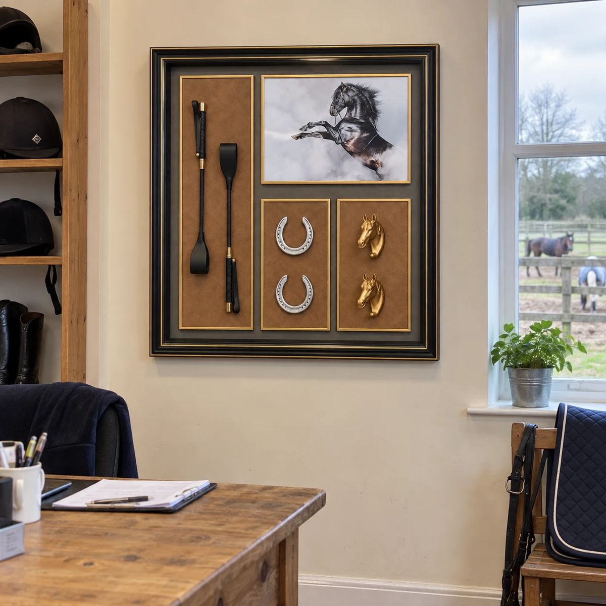 Framed Equestrian Horse Wall Art | 80cm 3D Object Artwork