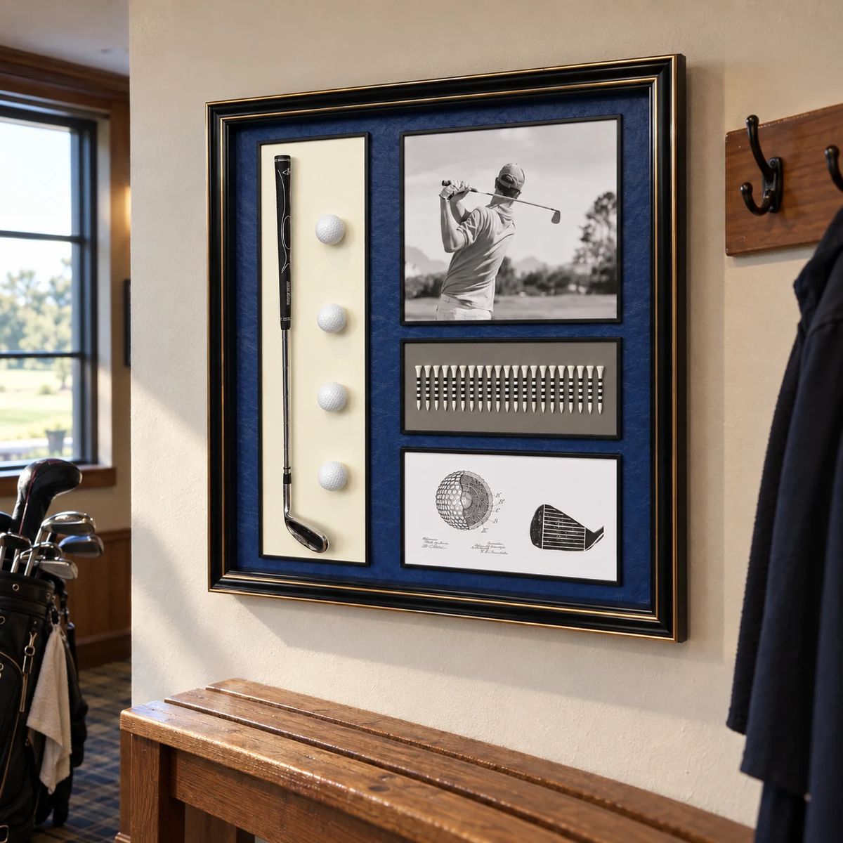 Framed Golf Wall Art with Real Balls and Club | 80cm