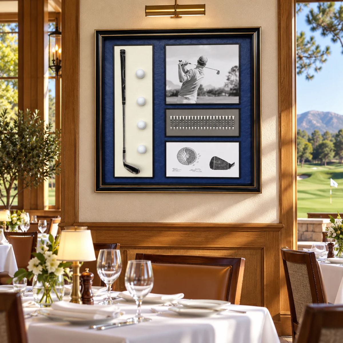 Framed Golf Wall Art with Real Balls and Club | 80cm