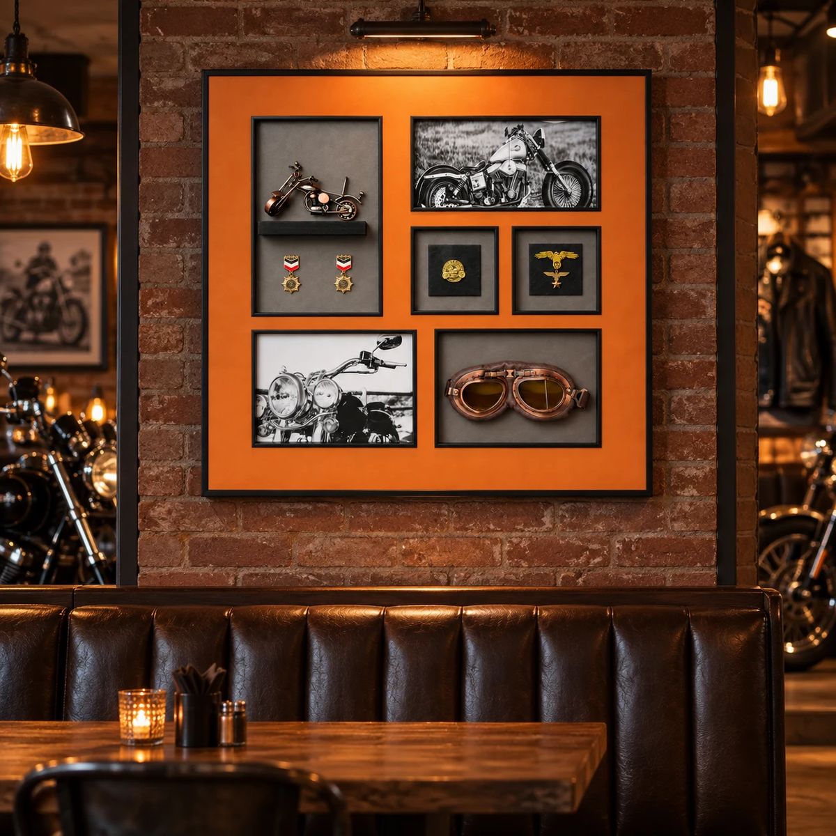 Large Framed Motorcycle Wall Art with 3D Motorbike | 80cm