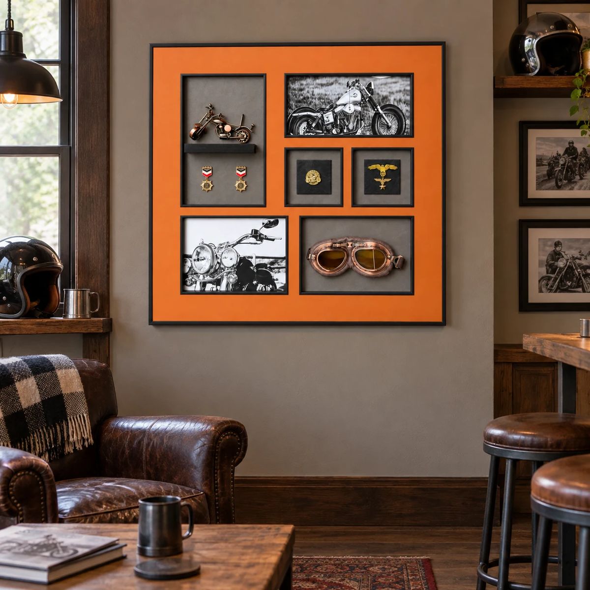 Large Framed Motorcycle Wall Art with 3D Motorbike | 80cm