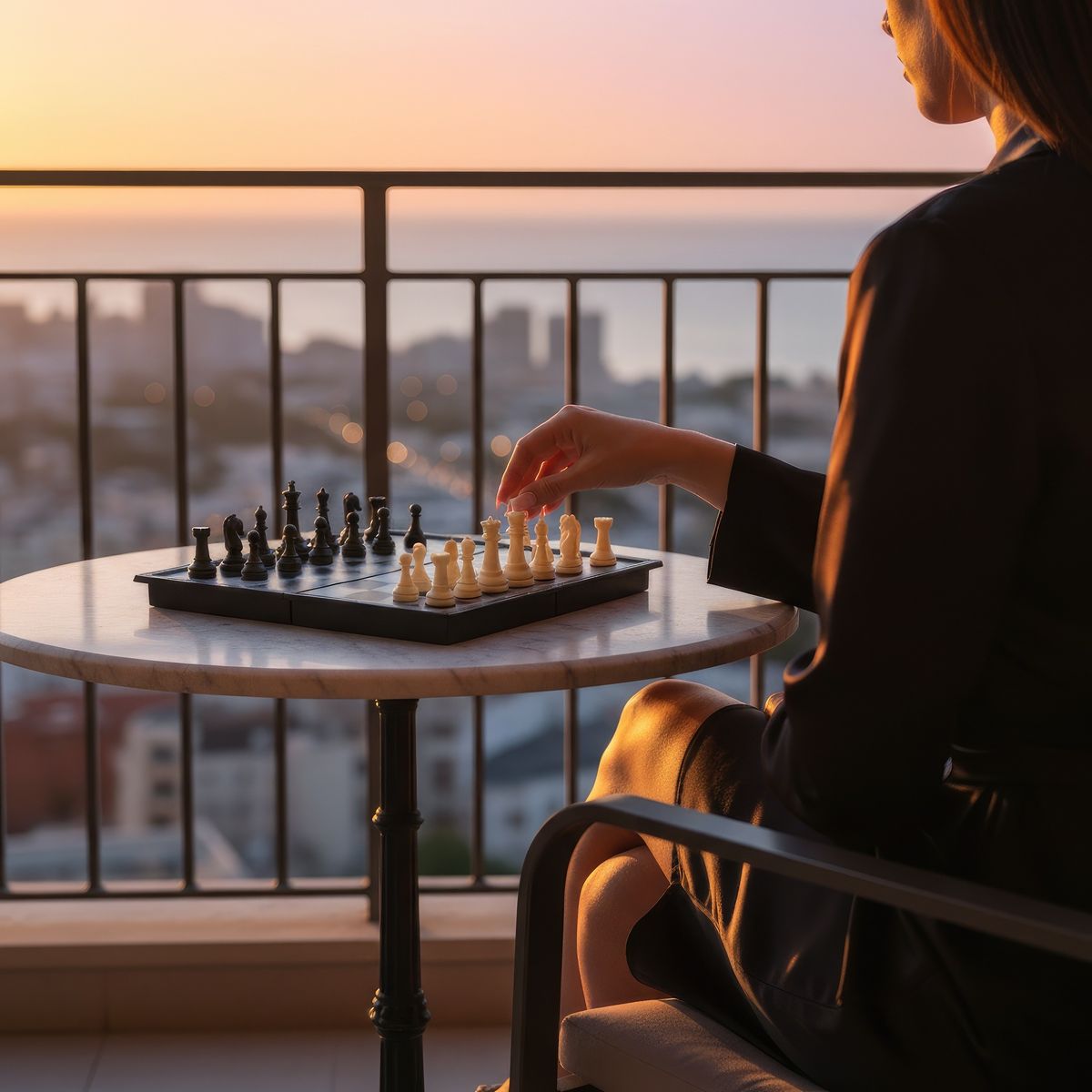 Magnetic chess set balcony game.